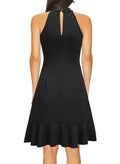 WOOSEA Womens Sleeveless Halter Cocktail Prom Dress Black Size L by Deal US