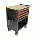 4 Drawers Multifunctional Tool Cart With Wheels And Wooden Top by DailySale