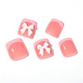 ZIFANHU 24 Pcs 3D Bow Texture Acrylic False Toenails Color V11 Rhinestones by Deal US