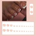 ZIFANHU 24 Pcs White French Press On Toenails Pink Flower Design Plastic by Deal US