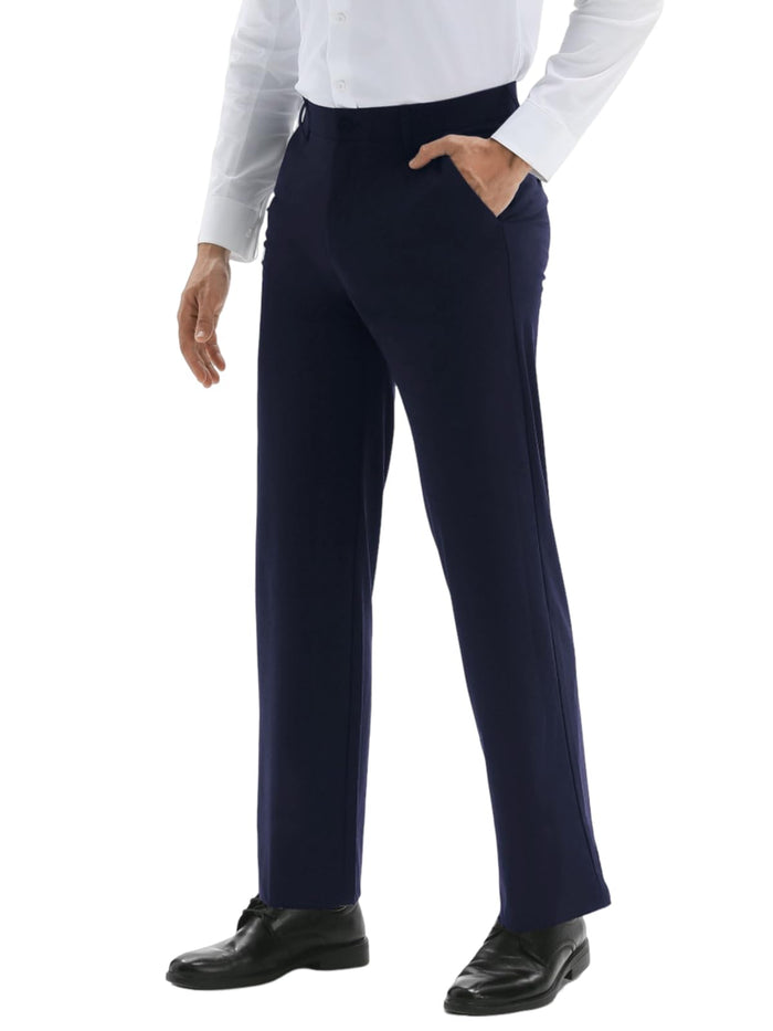 Fliwos Mens Stretch Dress Pants Flat Front Blue Size 29W x 31L by Deal US