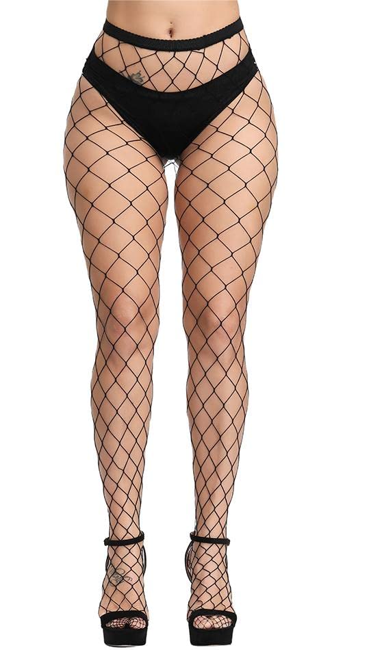DUCMODA Womens High Waist Fishnet Tights Sheer Pantyhose Black One Size by Deal US
