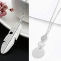 4 PCS Long Necklaces for Women - Fashion Pendant Necklace Jewelry, Silver Bar Fe