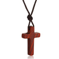 Sandalwood Wooden Cross Pendant Necklaces for Women Men Handcrafted Gift Wood Ha