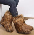 Valpeak Women's Snow Boots Knee High Flat Heel Faux Fur Natural Size 9 by Deal US