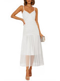 Wenrine Women's Summer Spaghetti Strap Maxi Dress White Size L by Deal US