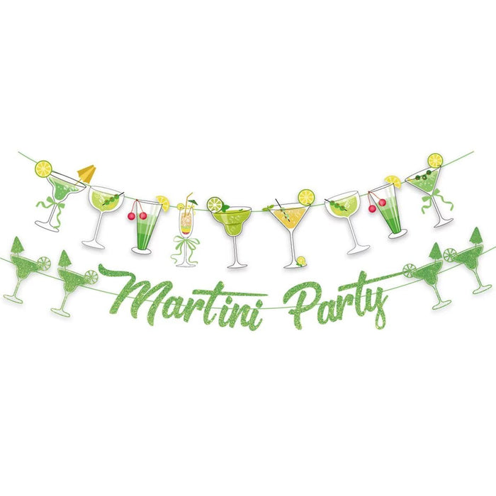 NOFEZA Martini Party Banner Green Mojito Martini Garland Art Deco by Deal US