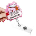 TOUNER Live Laugh Toaster Badge Reel Retractable Glitter ID Clip Funny Medical by Deal US