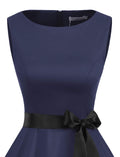 Gardenwed Womens Vintage Swing Dress Sleeveless Boatneck Cocktail Royal Blue XL by Deal US