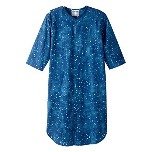 MEN'S NIGHTGOWN WITH DOME CLOSURE, DIGITAL DOT PATTERN, SIZE LARGE (L) by Pasteur Pharmacy