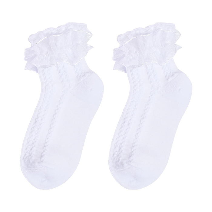 Rthjsfj Girls Cotton Lace Dress Socks White 1 Pack Size 4-6 Years by Deal US