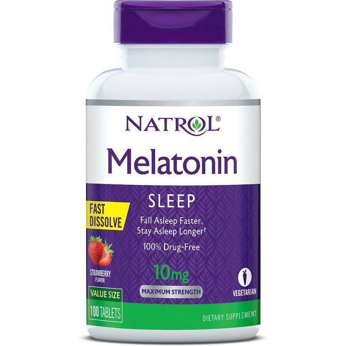 Natrol Maximum Strength Strawberry Flavor Melatonin Sleep Tablets Value Size, 10 Mg by Pasteur Pharmacy