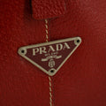 Prada Red Leather x Beige Canvas Shoulder Bag #5242 by Bolt Boutique