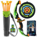 LED Bow & Arrow Toy Set for Kids Light-Up Archery Play Kit with Suction Cup Arrows (Blue/Green) by DailySale