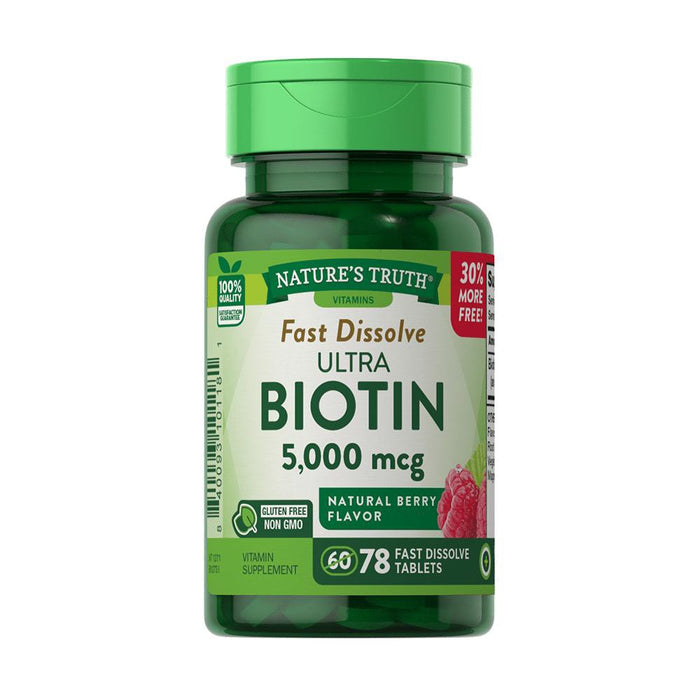 Nature's Truth® Ultra Biotin 5000 mcg – Fast Dissolve Beauty Support (Tablets) by Pasteur Pharmacy