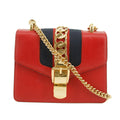 Gucci Sylvie Web Leather Red Chain Shoulder Bag #5295 by Bolt Boutique