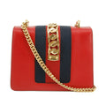 Gucci Sylvie Web Leather Red Chain Shoulder Bag #5295 by Bolt Boutique
