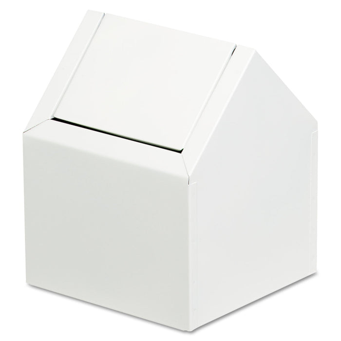 HOSPECO Double Entry, Swing Top Floor Receptacle, Metal, White