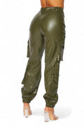 It's My Year Vegan Leather Cargo Jogger Pants by The House of Stylez