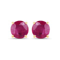 0.86 Ct Round Pink Ruby Prong 10K Gold Stud Earrings by Fine Color Jewels