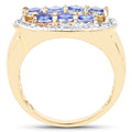 14K Yellow Gold Plated 1.70 Carat Genuine Tanzanite .925 Sterling Silver Ring by Bids.com