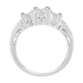 10K White Gold 1/2 Cttw Brilliant & Baguette Cut Diamond 3 Stone Design with 3 Square Clusters Engagement Ring (H-I Color, SI2-I1 Clarity) - Size 6-3/4 by Bids.com