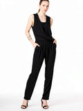 Bar III Women's Sleeveless Draped Jumpsuit, Black, Size Small by Vanessa Jane