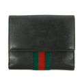 Gucci Sherry Web Black Leather Bifold Wallet #5301 by Bolt Boutique