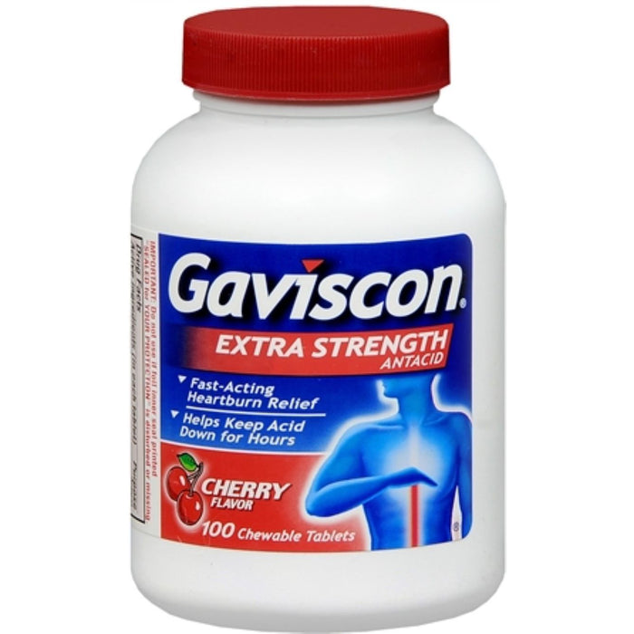 Gaviscon Antacid - Extra Strength - Chewable Tablets - Cherry Flavor by Pasteur Pharmacy