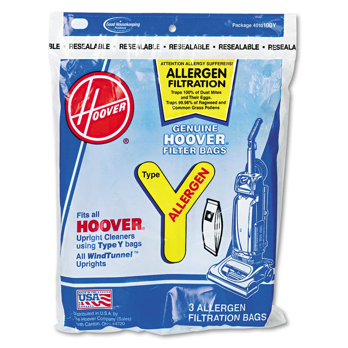 Hoover Disposable Allergen Filtration Bags For Commercial WindTunnel Vacuum, 3/Pack