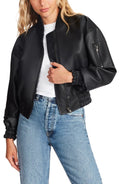 Steve Madden Womens Parker Faux Leather Cropped Bomber Jacket, Small by Vanessa Jane