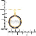 Round Blue Sapphire Prong Gold Plated Silver Mom Circle Pendant Necklace by Fine Color Jewels