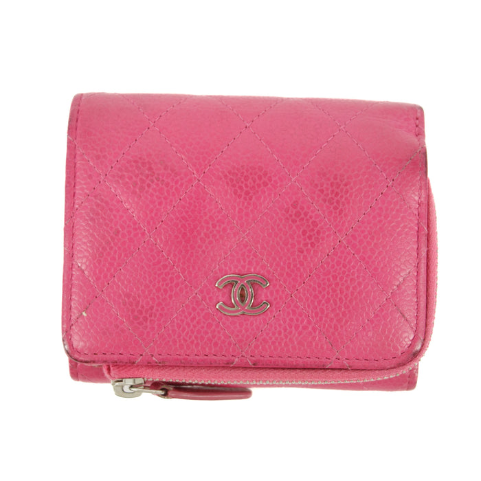 Chanel Caviar Calfshin Leather Pink Trifold Wallet #5342 by Bolt Boutique