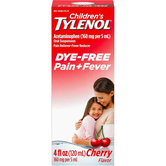Tylenol Childrens Pain Fever Liquid Dye-Free Cherry 4 Fl Oz by Pasteur Pharmacy