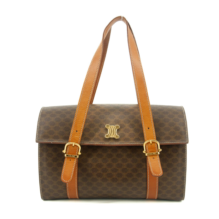 Celine Macadam Triomphe Brown Leather Boston Bag #5367 by Bolt Boutique