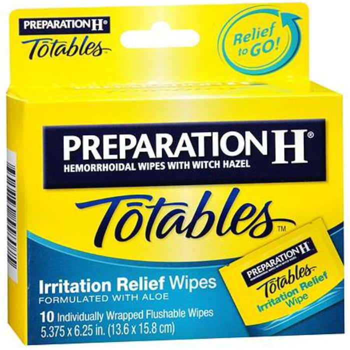 Preparation H Hemorrhoidal Wipes With Aloe Max Strength Individually Wrapped 10Ct by Pasteur Pharmacy