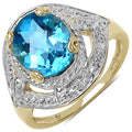 14K Yellow Gold Plated 3.25 Carat Genuine Swiss Blue Topaz .925 Sterling Silver Ring by Bids.com