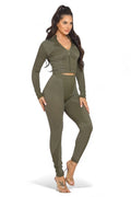 Washed Seamless Zip Up Jacket and Leggings Set by The House of Stylez