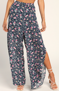 Lulus Best Vacation Navy Blue Floral Print Two-Piece Jumpsuit, Size Large by Vanessa Jane