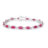 Marquise Pink Ruby Prong 10K White Gold Tennis Bracelet