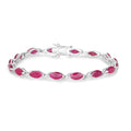 Marquise Pink Ruby Prong 10K White Gold Tennis Bracelet by Fine Color Jewels
