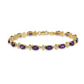 Genuine Purple Amethyst 14K Gold Floral Bracelet by Fine Color Jewels