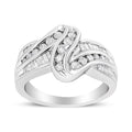 10K White Gold Ring 3/4 Cttw Round and Baguette-Cut Diamond Bypass Ring (H-I Color, I2-I3 Clarity) - Size 6 by Bids.com