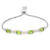 Oval Green Peridot Prong Two-Tone Gold Plated Silver Infinity Bolo Adjustable Bracelet