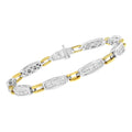 14K Yellow and White Gold 2.0 Cttw Princess Cut Diamond Tapered and Equal Sign Link Bracelet (G-H Color, SI1-SI2 Clarity) - 7" by Bids.com