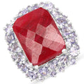 15.13 Carat Dyed Ruby & Tanzanite .925 Sterling Silver Ring by Bids.com