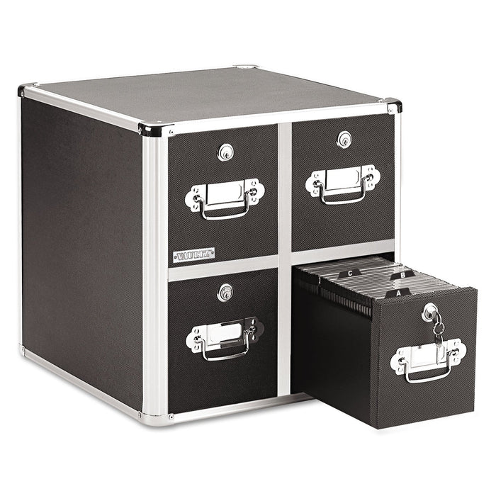 Vaultz Four-Drawer CD File Cabinet, Holds 660 Folders or 240 Slim/120 Standard Cases, Black