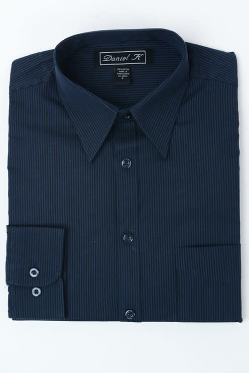 Navy Striped Button Up Dress Shirt by Boutique 23