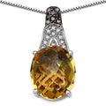 4.50 Carat Genuine Citrine, Champagne Diamond & White Diamond .925 Sterling Silver Pendant by Bids.com