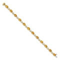Oval Yellow Citrine & Diamond Prong 14K Yellow Gold Link Bracelet by Fine Color Jewels
